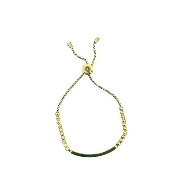 Michael Kors Logo Plaque Gold Beaded Slider Bracelet / Crystals - Picture 3 of 3